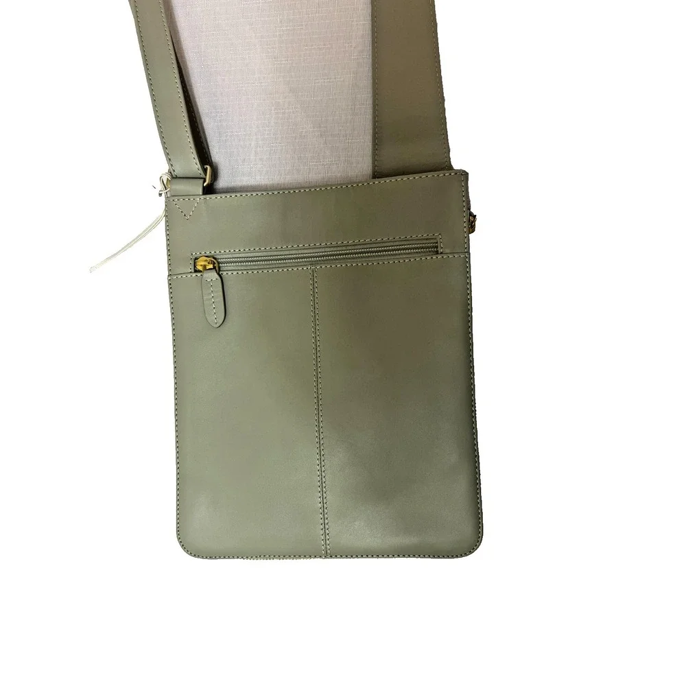 Radley London NWT Pockets Icon Crossbody/Messenger Bag Gray Smooth Leather
